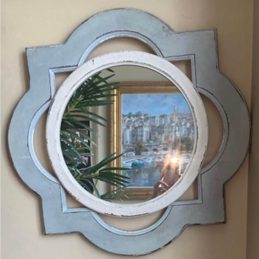 Elegant Blue and White Wall Mirror